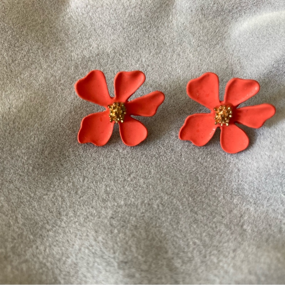 Flower earrings: pink, coral, green, and yellow available